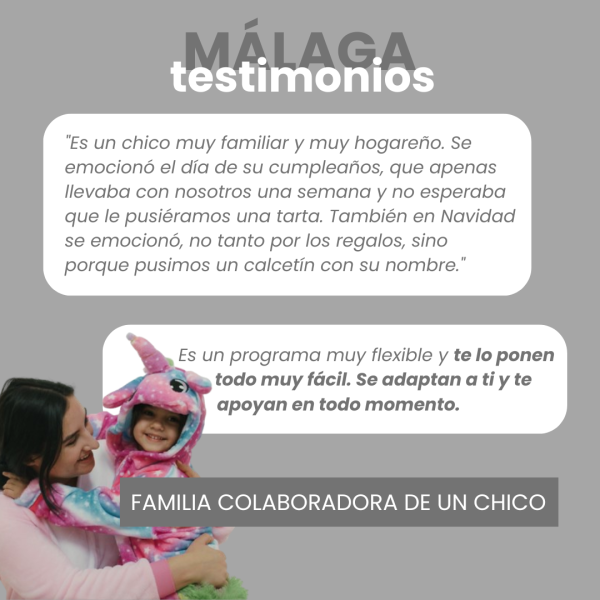 Testimonio de una familia colaboradora de Málaga que convive con un chico en vacaciones y fines de semana